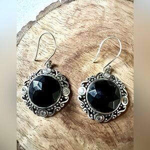 Italian Silver Black Onyx Earrings